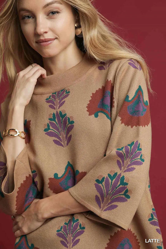 Floral Knit Sweater Top