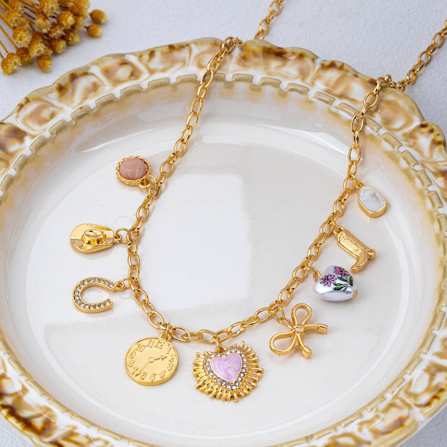 Pink Heart & Western Charm :GOLD