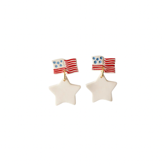 Stars and Flag Dangle Earrings