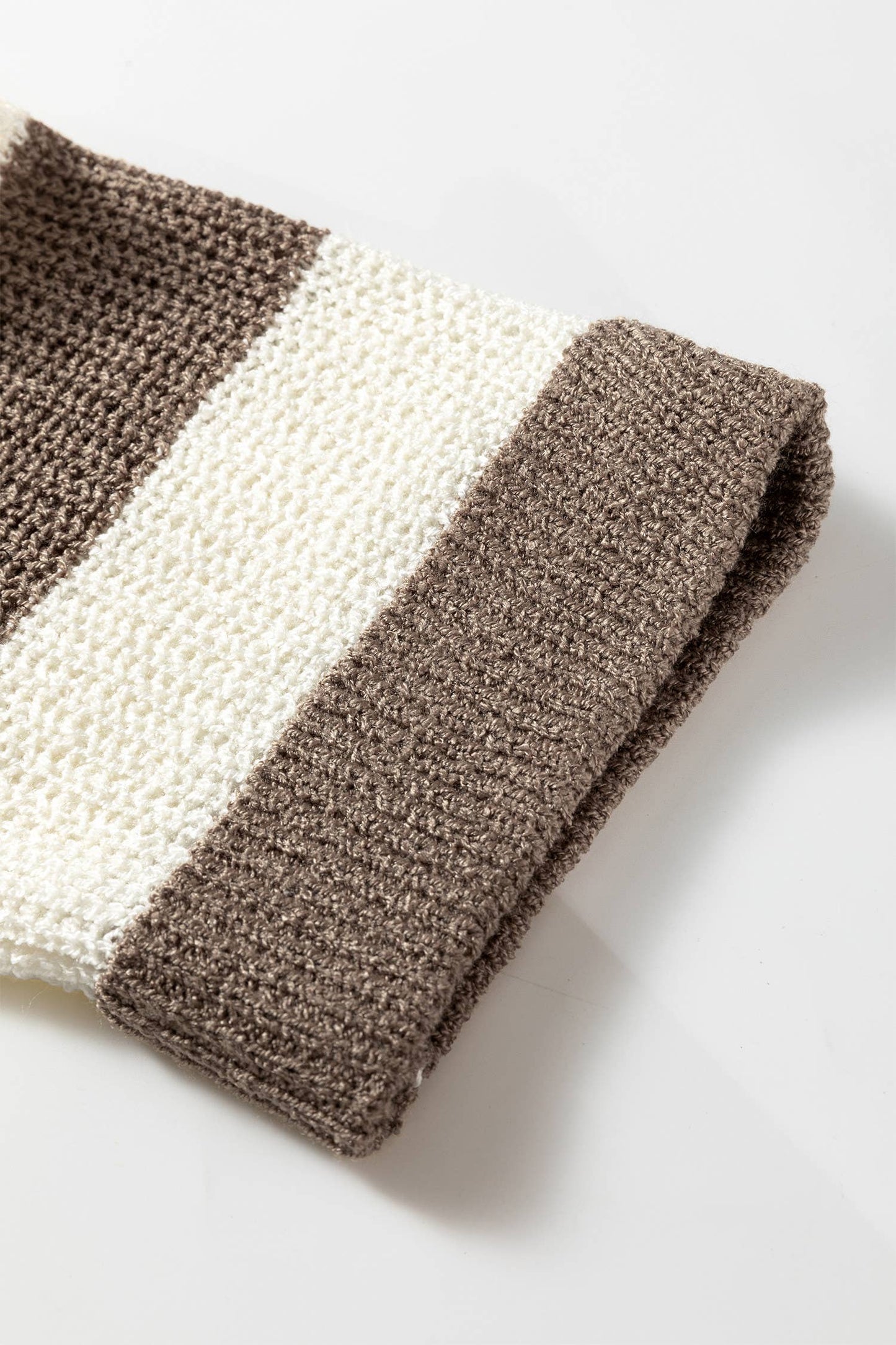 Casual Stripe Bracelet Sleeve Top: Brown