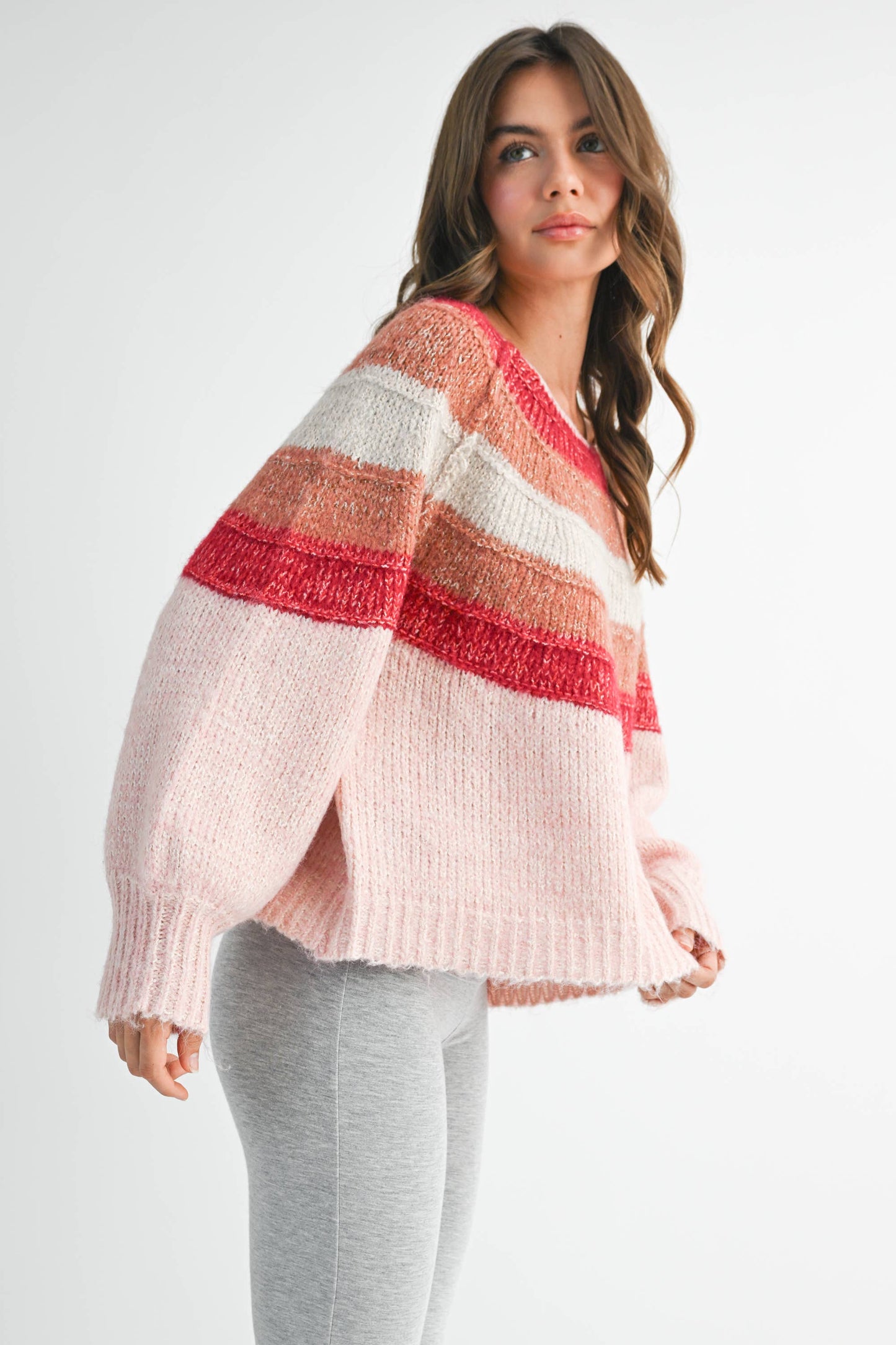 Striped Chunky Knit Pullover Sweater