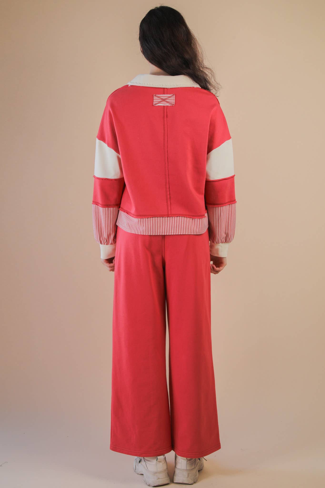 Color Block Casual Knit Top & Pants Set