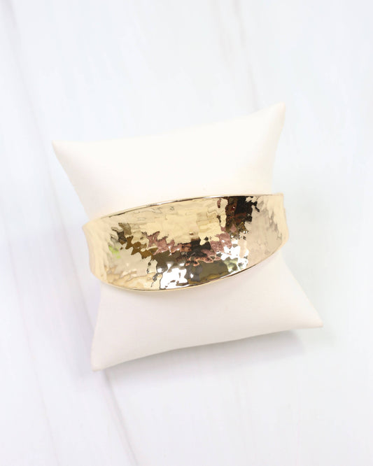Cooperstown Hammered Hinged Bracelet Gold