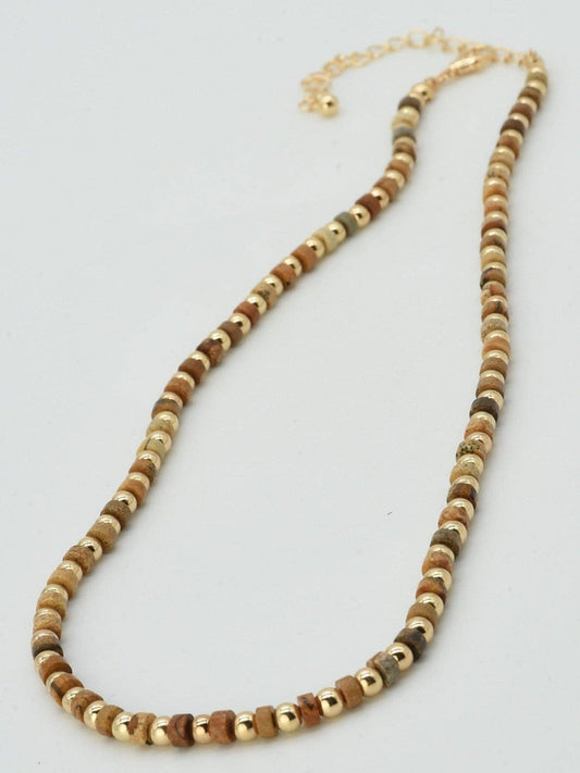 CCB Bead Semi Precious Necklace: Brown