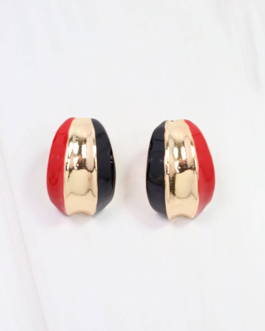 Penney Hoop Earring Red Black