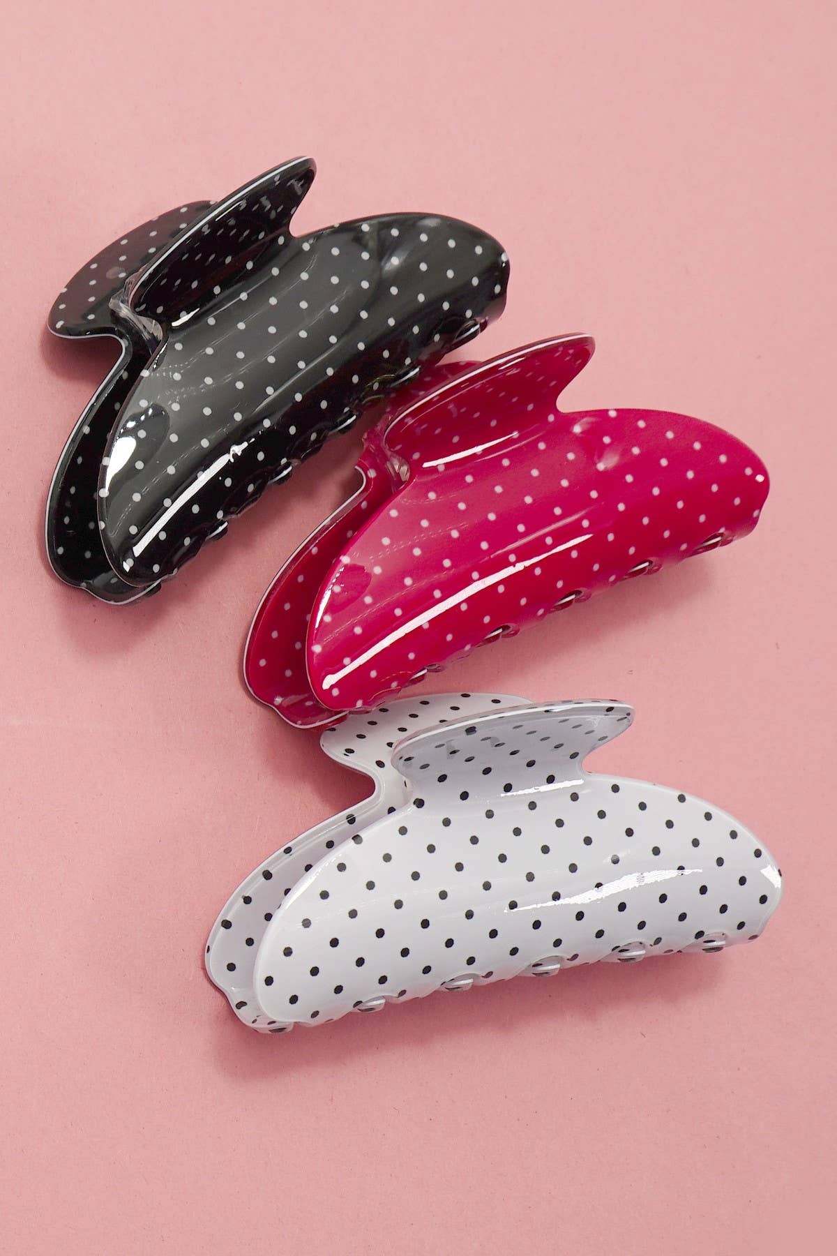 Polka Dot Hair Claw Clip | BLACK