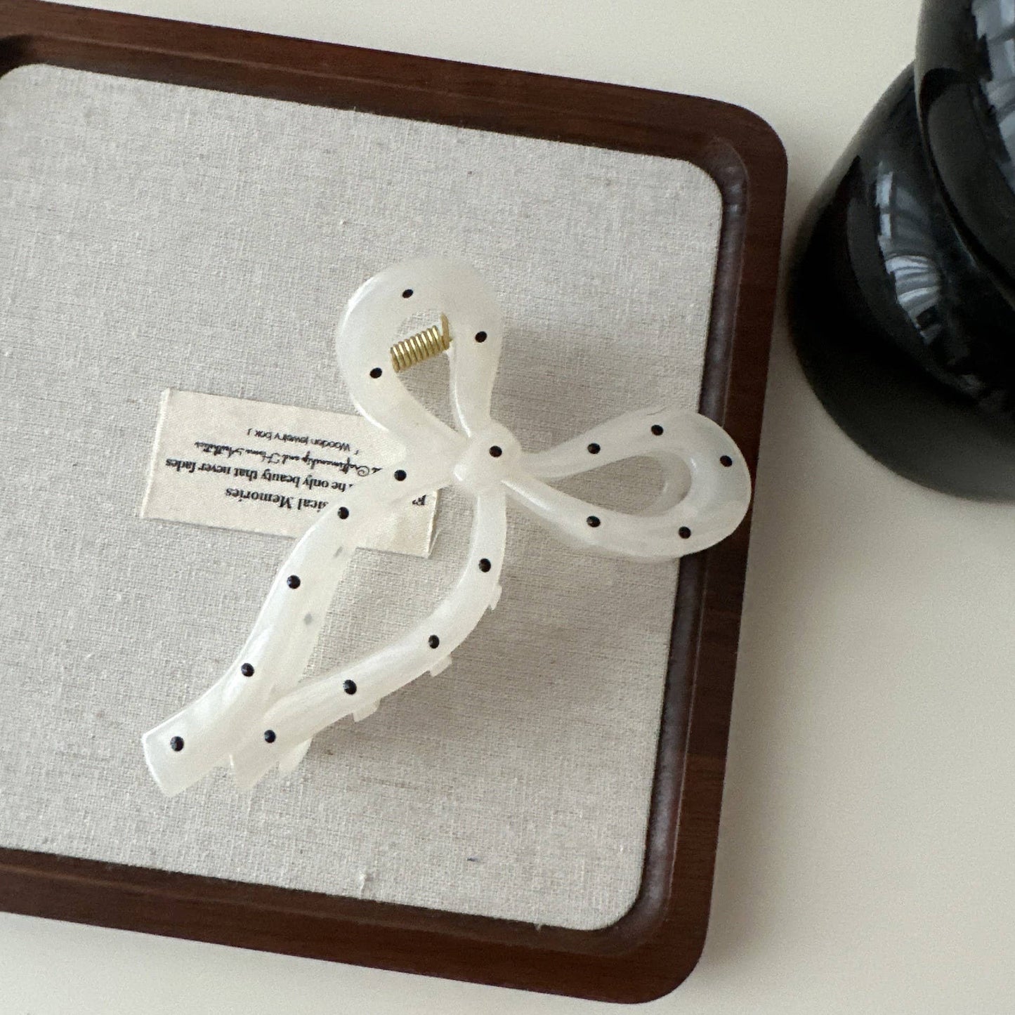 Polka Dot Bow Hair Claw Clips | OFF WHITE