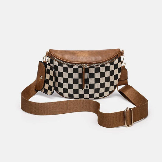 CROSSBODY ZIPPER REMOVAL STRAP SLING BUM BAG | Brown
