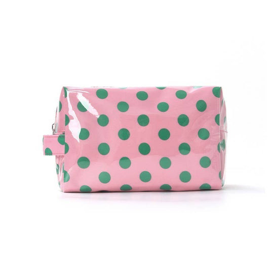 POLKA DOT WATERPROOF CLEAR COSMETIC MAKEUP POUCH BAG |Pink