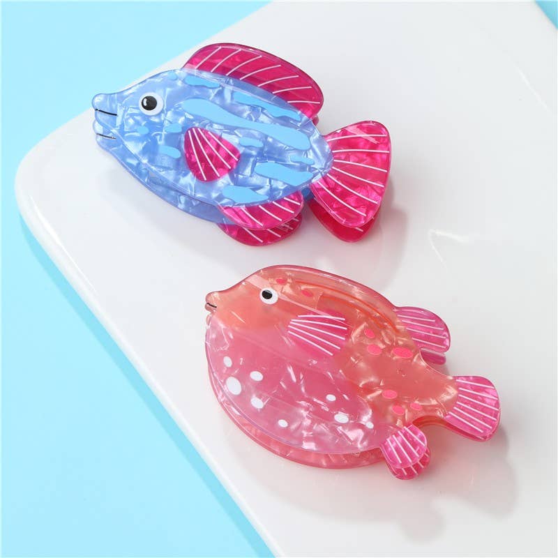 Seaside Nautical Fish Starfish Conch Hair Clips: Conch