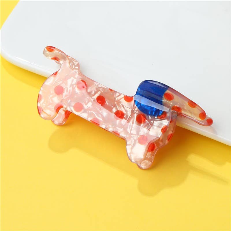 JUMBO POLKA DOT DOG HAIR CLAW CLIPS |Pink