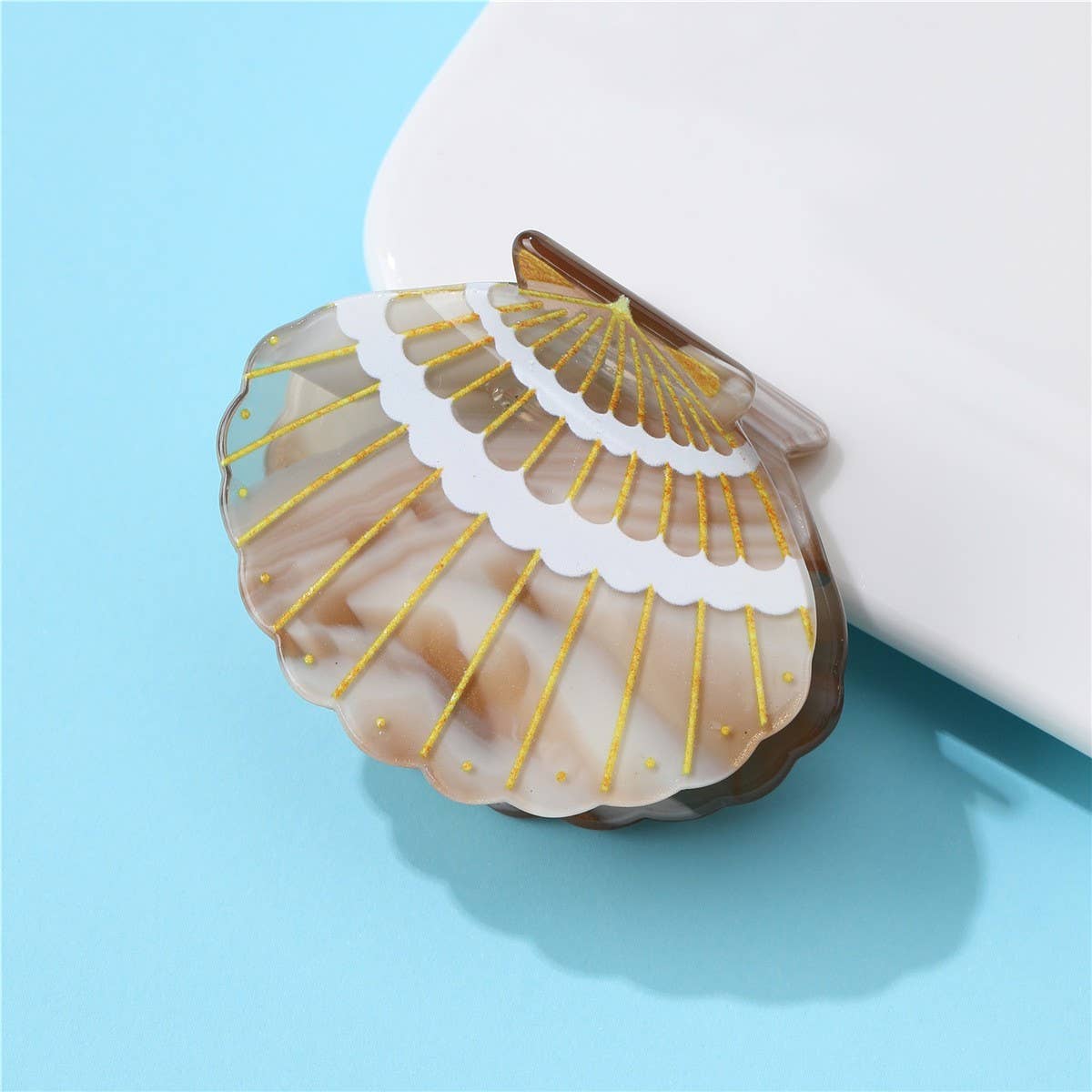 Marbled Seashell Hair Claw Clip: Green