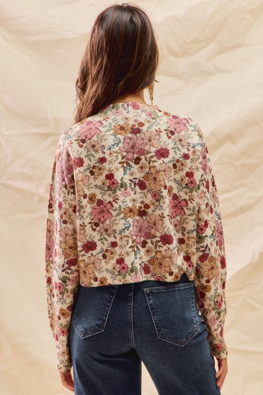 Floral Button Front Sweater Cardigan