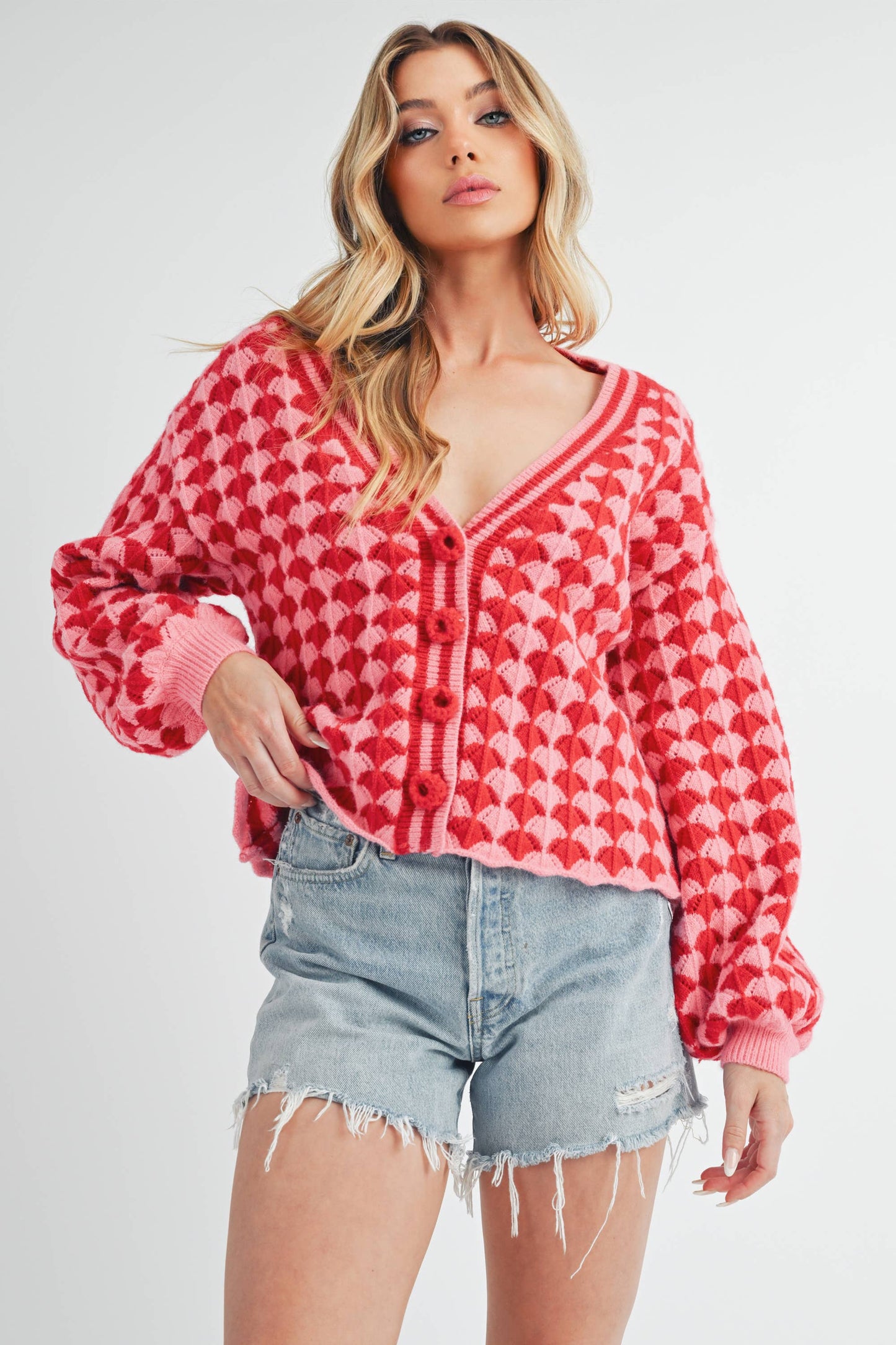 Fantasia Cardigan: Pink/Red