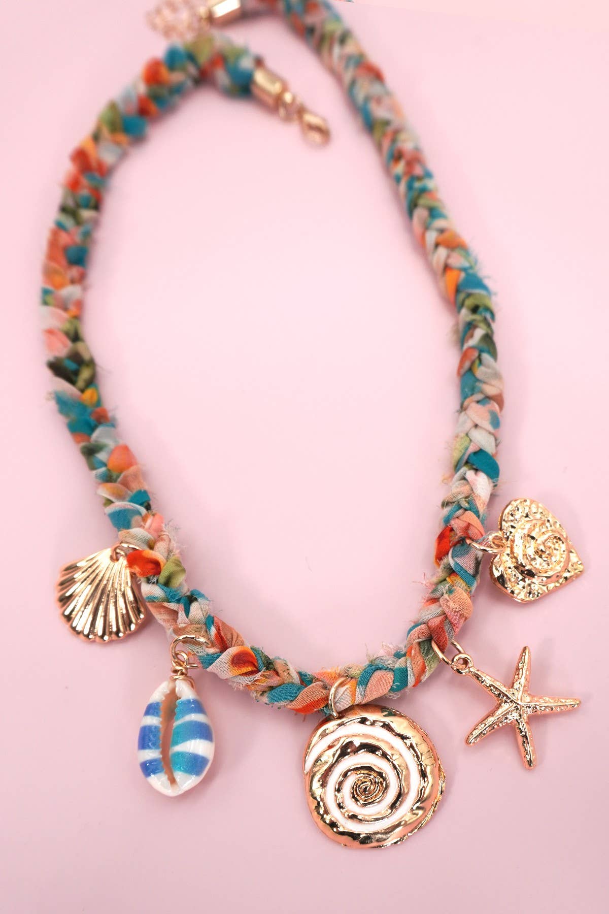 SCARF CHARM NECKLACE-STARFISH  SEASHELL SUN