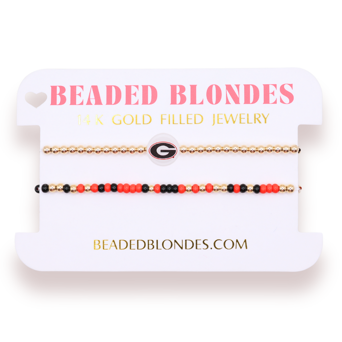 Georgia/Bulldogs Logo + Sprinkle Bracelet Stack: Standard 6.75 inch