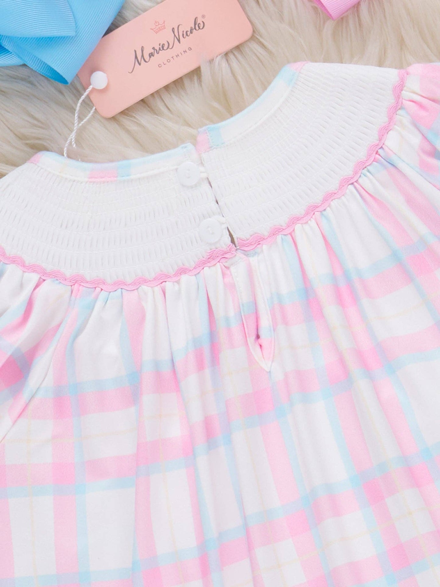 Plaid Smocked Embroidered Pumpkins & Turkey Dress