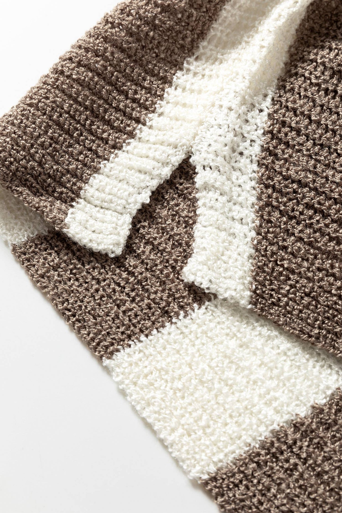 Casual Stripe Bracelet Sleeve Top: Brown