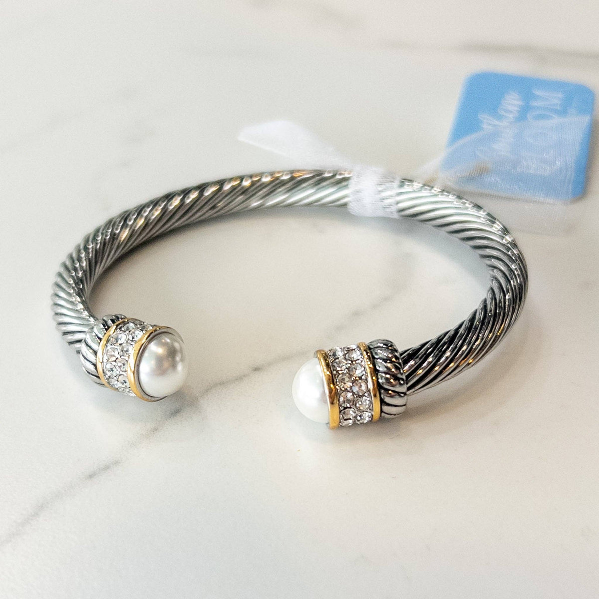 Cambria Pavé Pearl Cable Cuff
