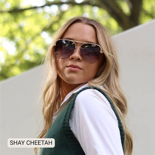 SHAY - Women's Polarized Large Hair Friendly Aviator : Cheetah