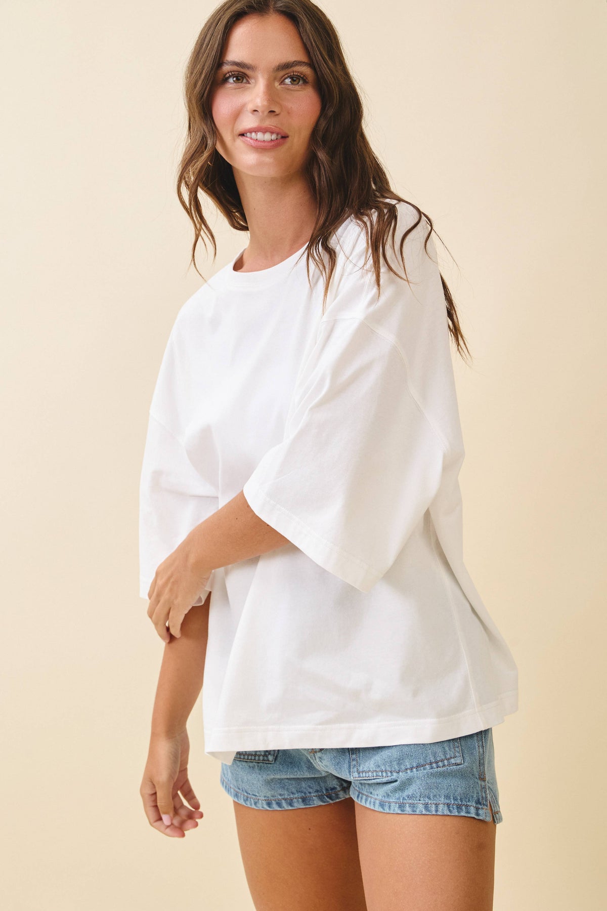 Oversized Everyday Cotton Tee: White / Contemporary