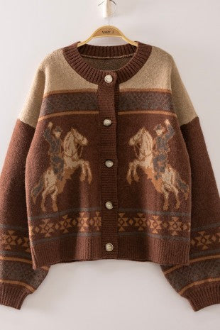 Western Horse Knit Cardigan