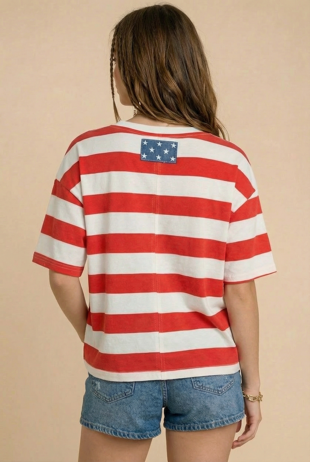 4th of July star pocket top