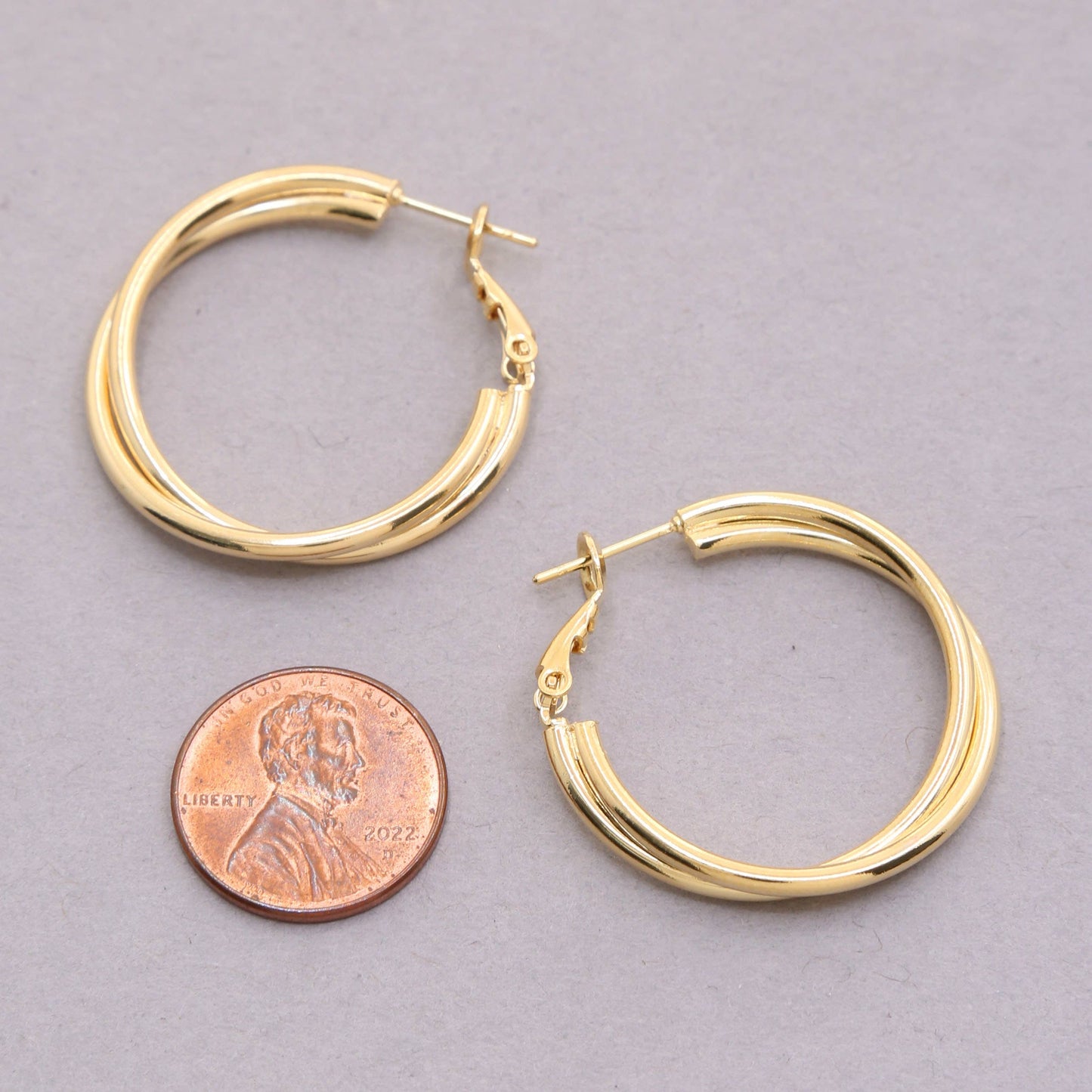 14K GOLD DIPPED DOUBLE HOOP EARRING
