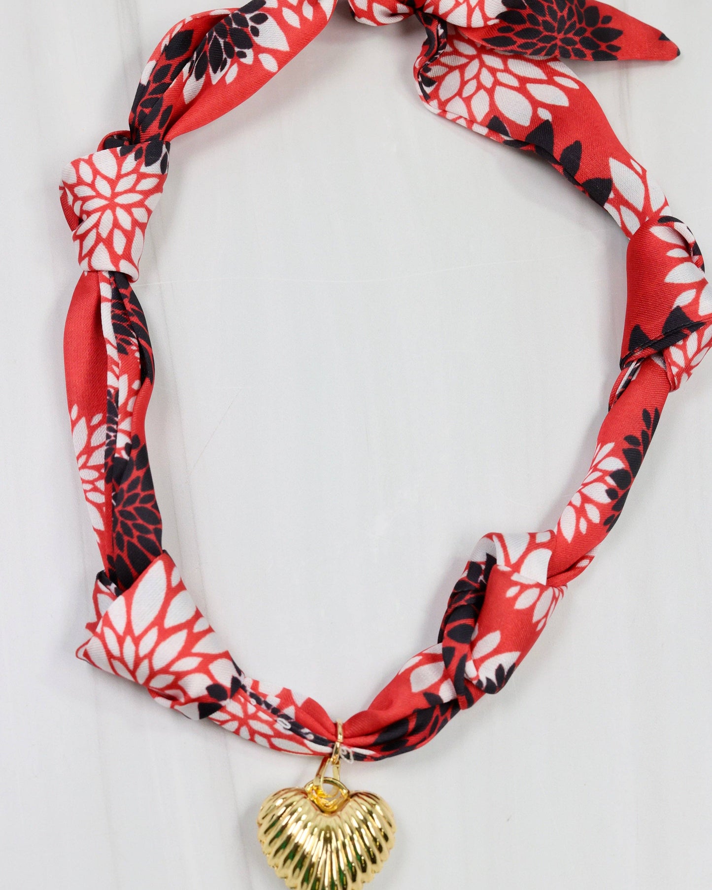 Serafina Scarf Charm Necklace BK RD FLORAL