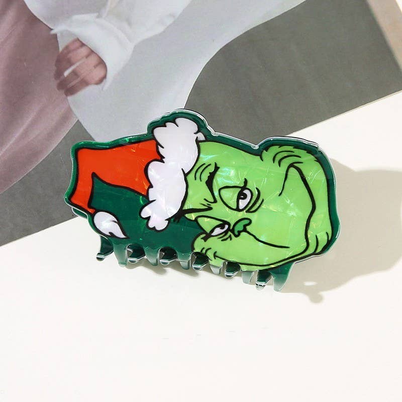 Holiday Christmas Grinch Theme Hair Claw Clip |GREEN