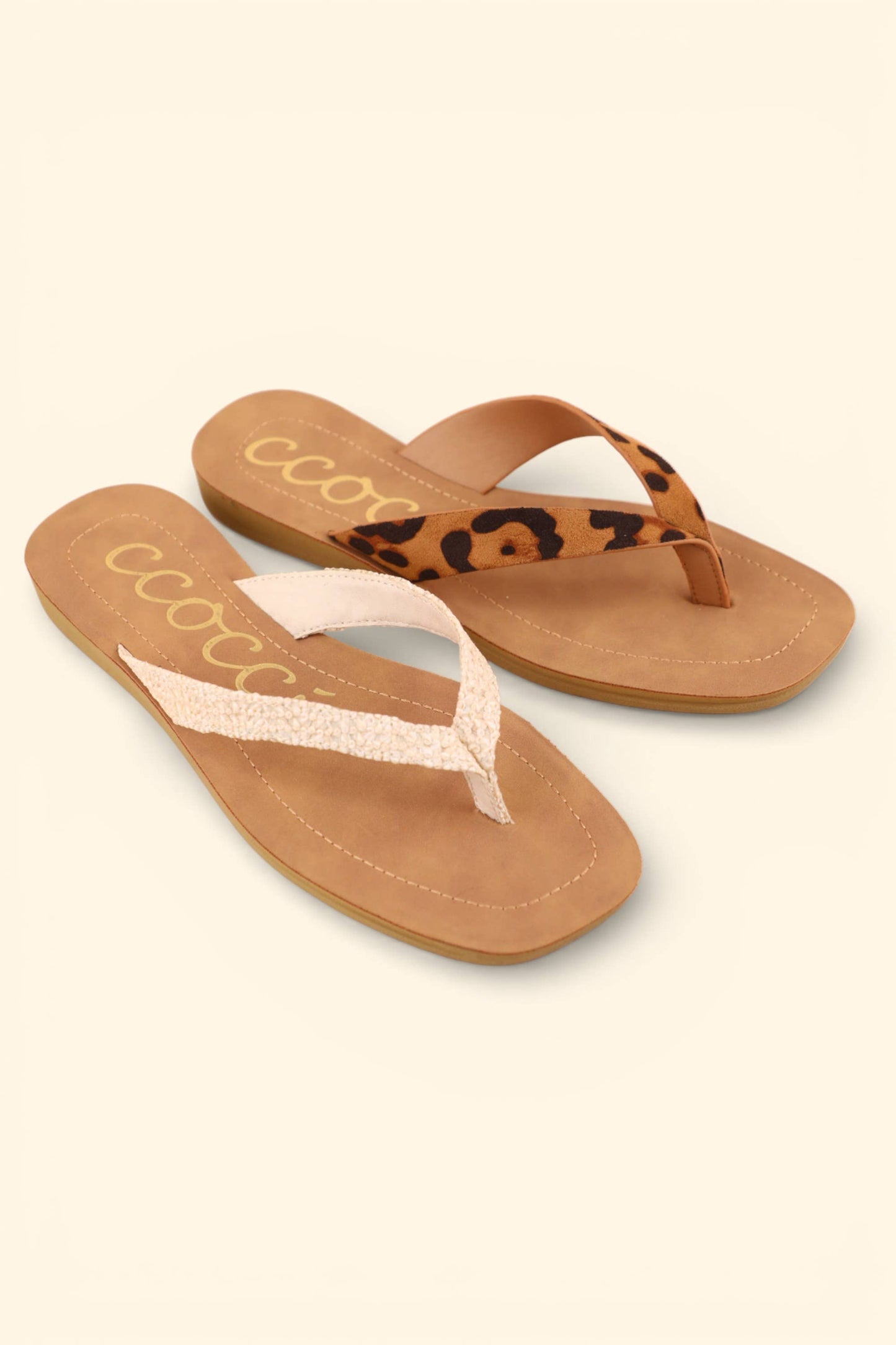 SIA MINIMAL STRAP DESIGN FLIP FLOP THONG SANDALS: CHAMPAGNE