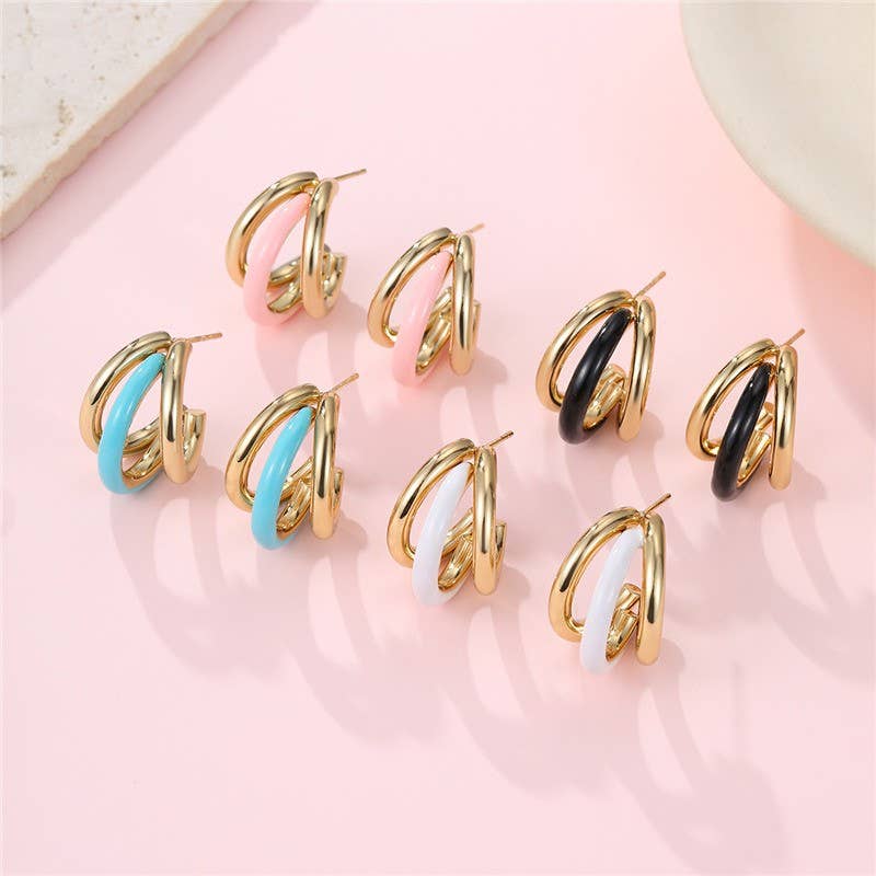 18K Stainless Steel Tarnish Free Enamel Hoop |OFF WHITE