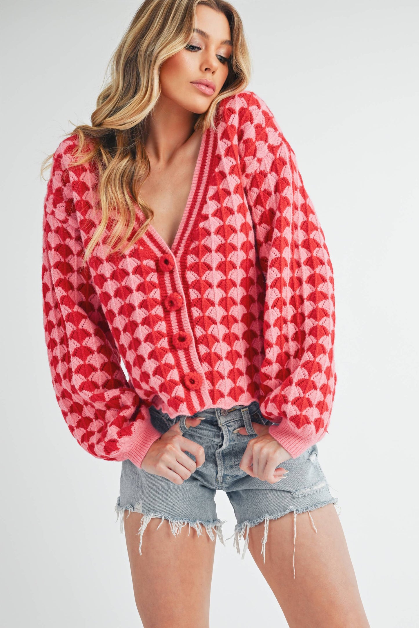 Fantasia Cardigan: Pink/Red