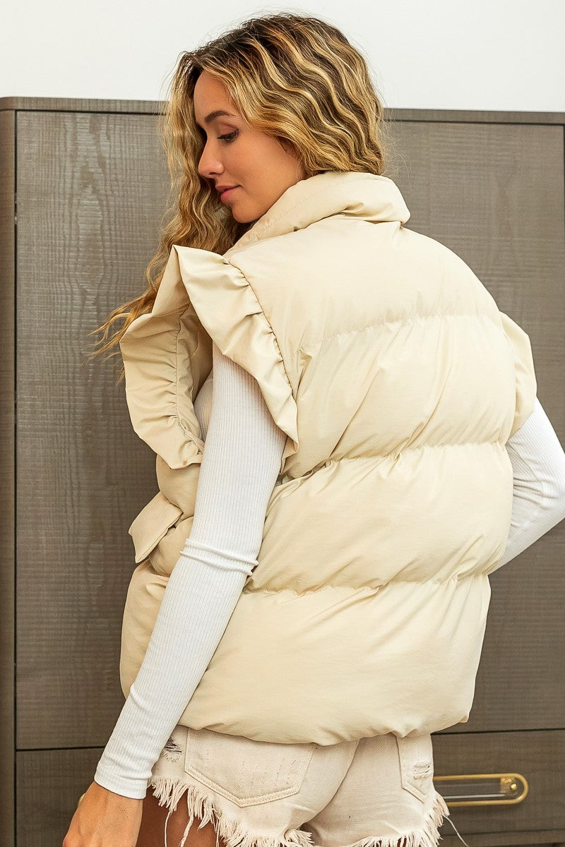 Angel Ruffled Puffer Vest