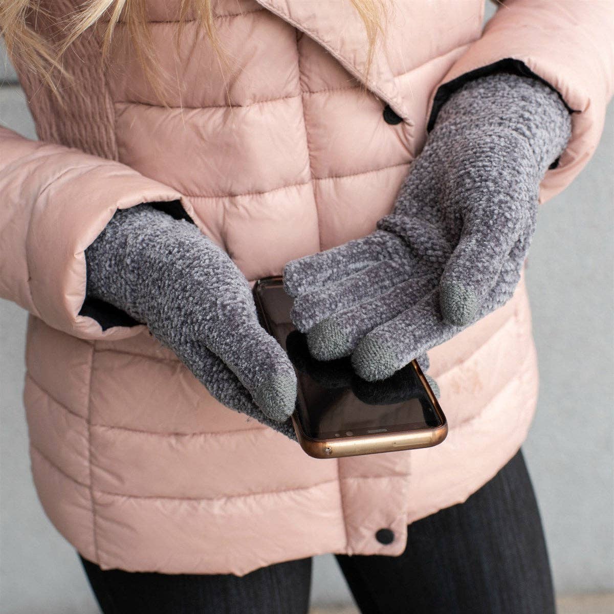CC Chenille Touchscreen Glove ( G-9016 ): Light Melange Grey