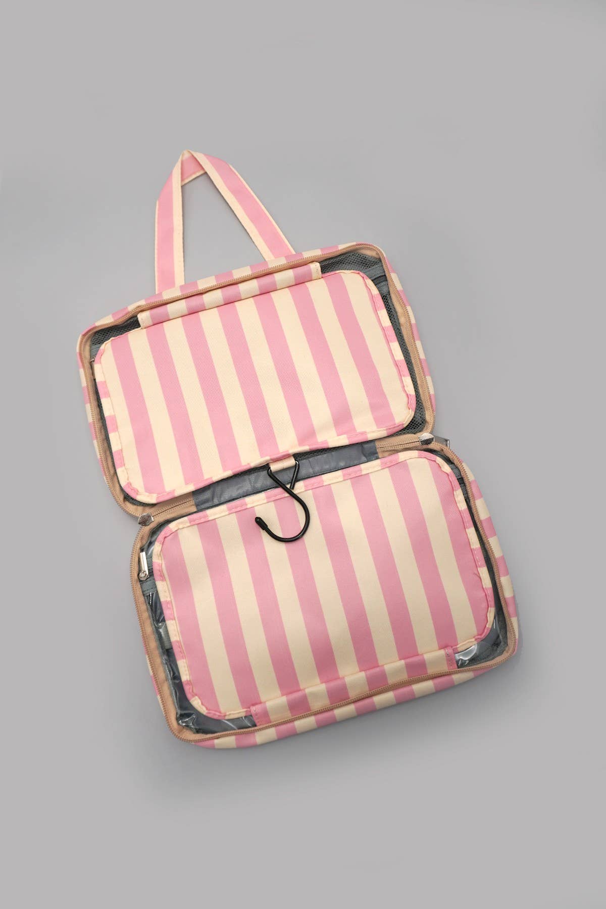 Striped Hanging Toiletry & Makeup Organizer Bag | PINK GREEN