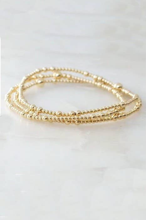 MULTI LAYER GOLD BALL CHAIN BEADED BRACELET GOLD
