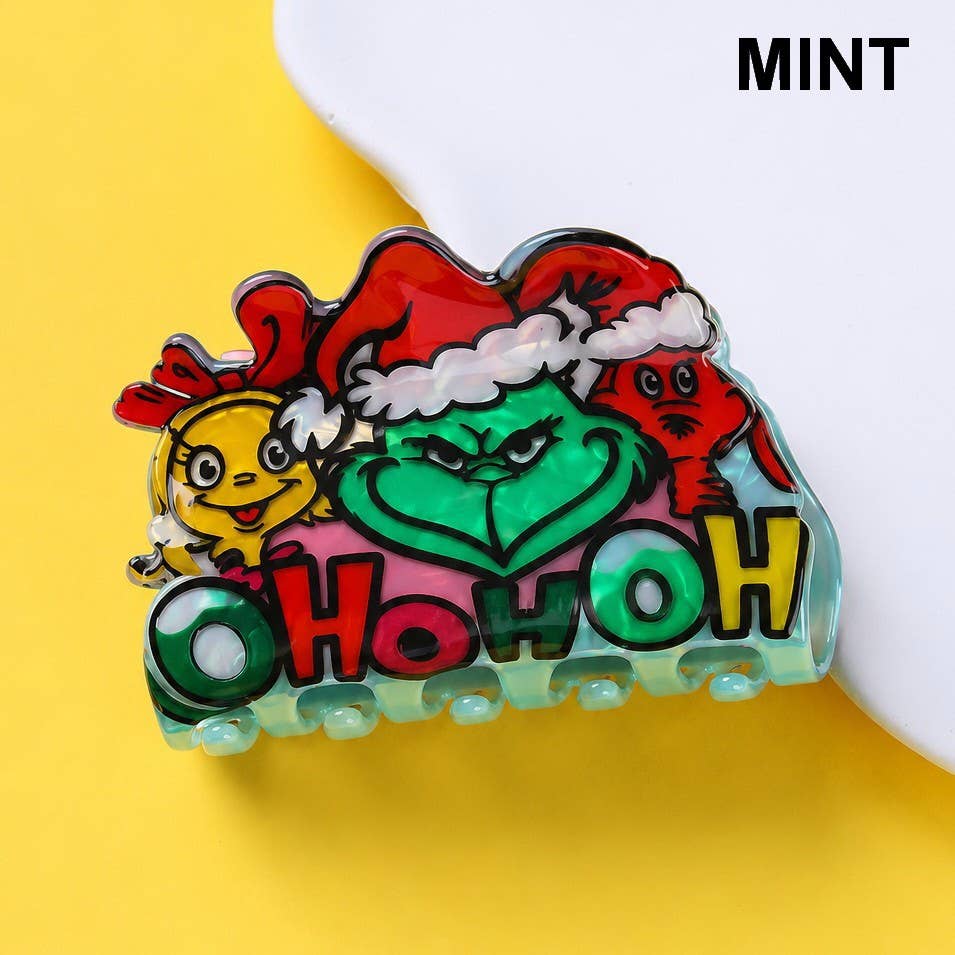 Holiday Christmas Grinch Theme Hair Claw Clip |GREEN