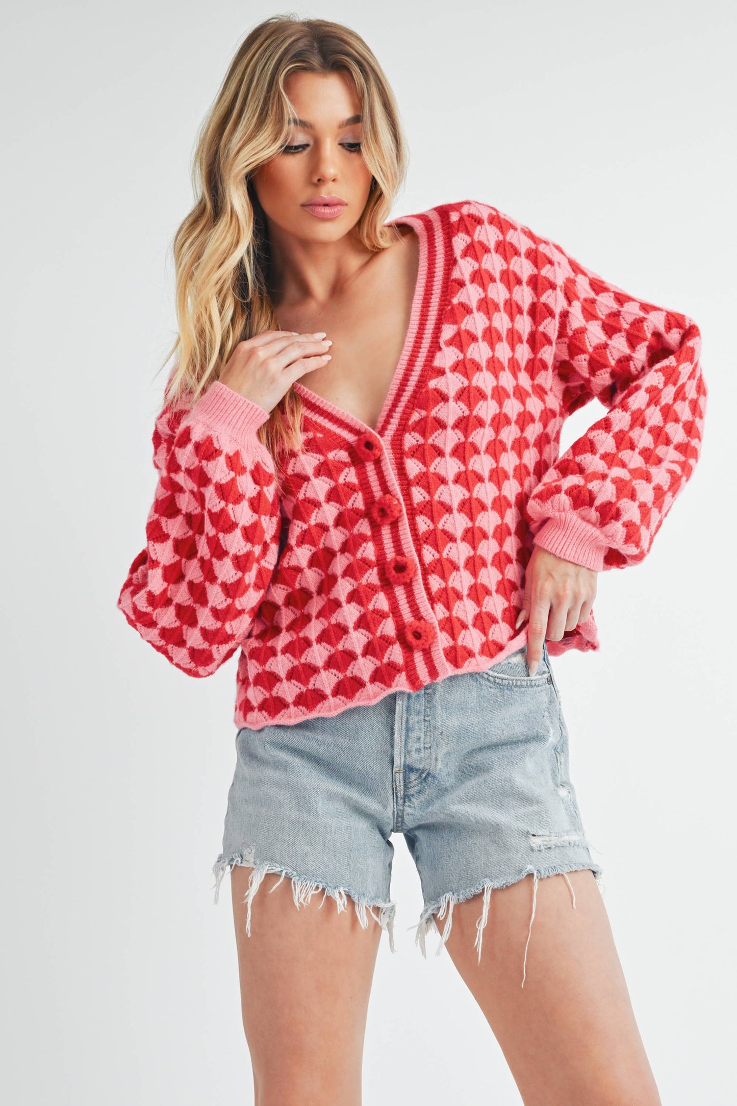 Fantasia Cardigan: Pink/Red