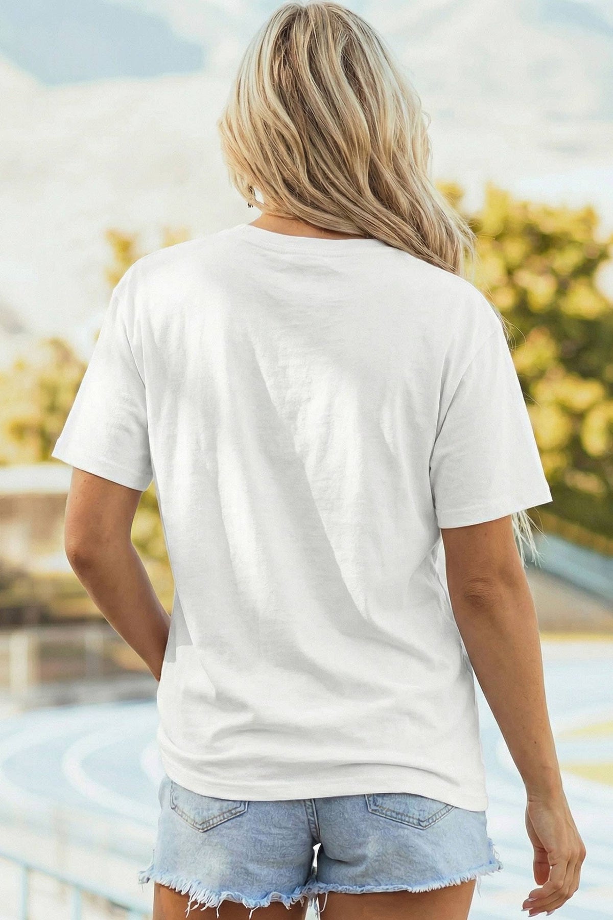 Game Day Sequin Rugby Bow Print Tee: White