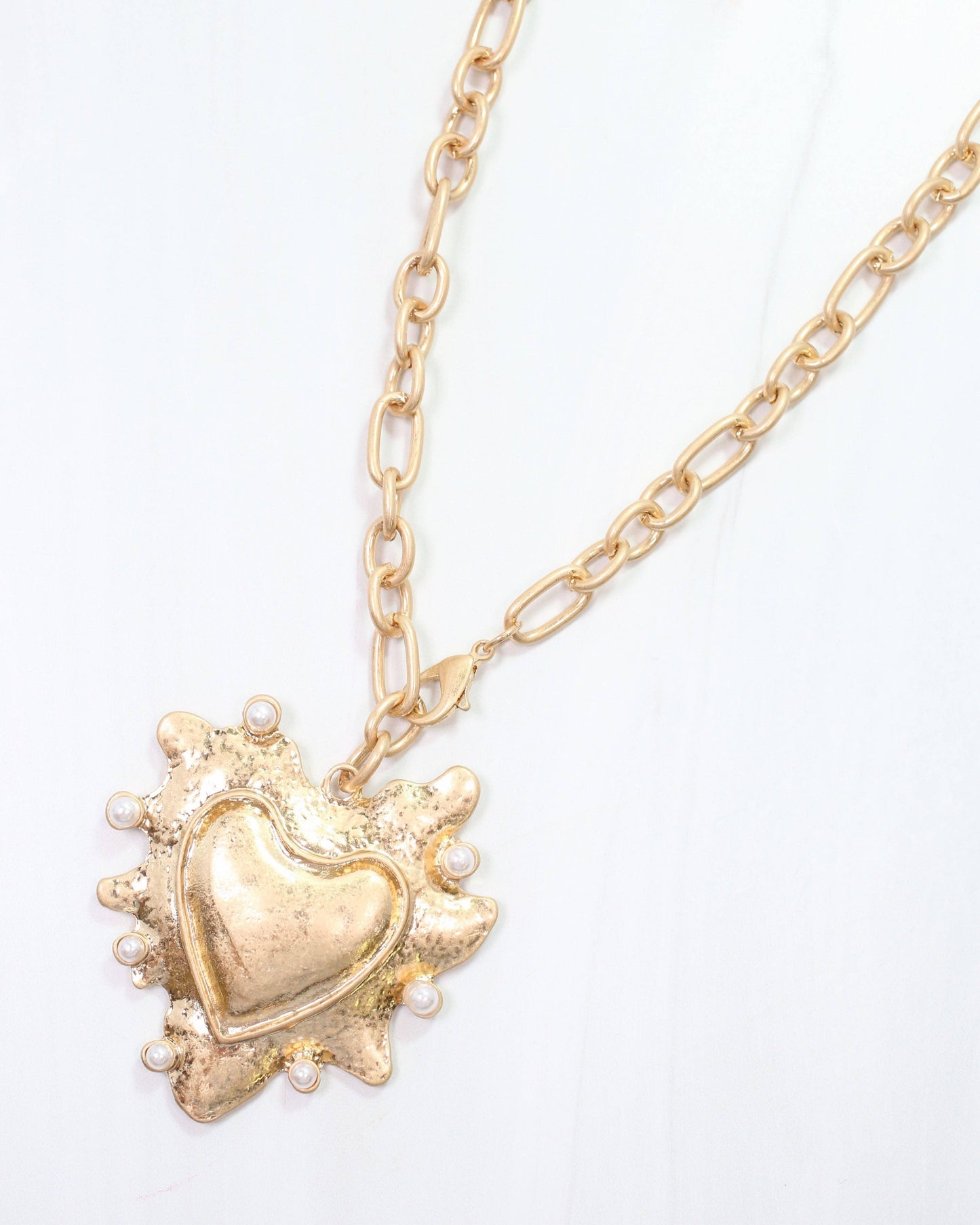Raina Long Pendant Necklace Worn Gold