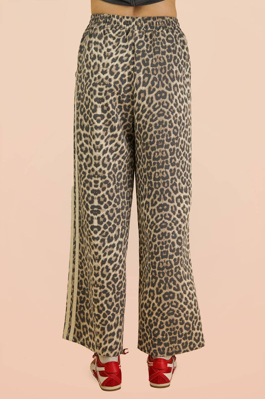 Leopard Printed Cotton Twill Tape Detail Pants