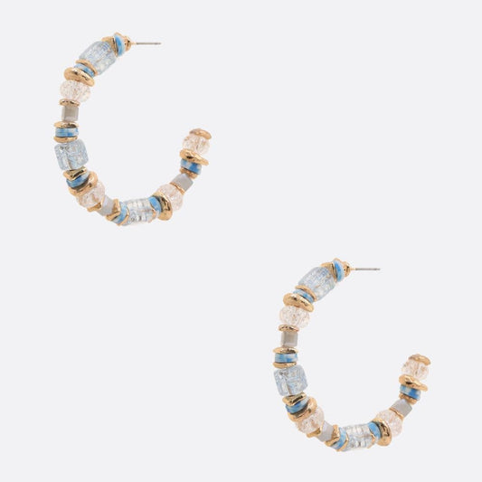 MULTI BEAD OPEN HOOP EARRING