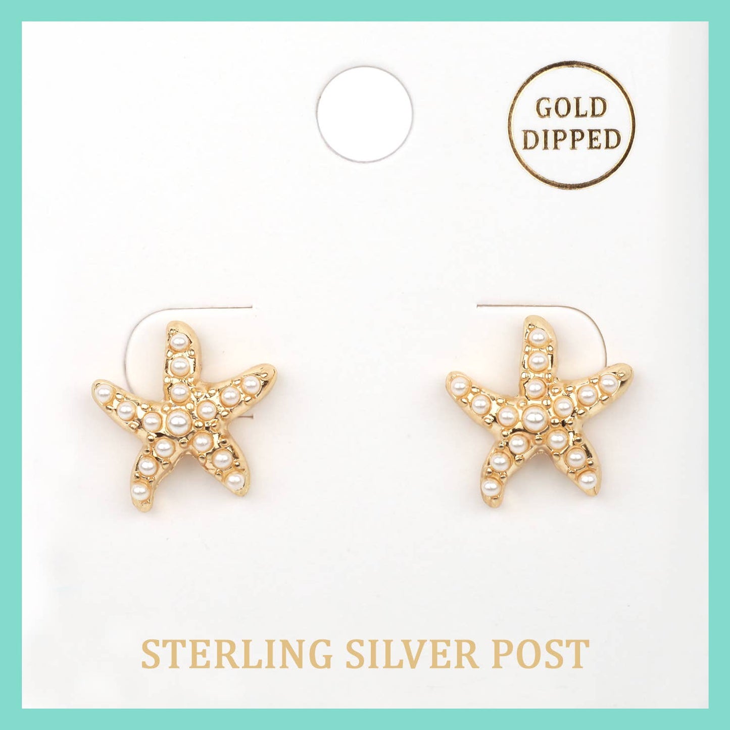PEARL STERLING SILVER SEA LIFE STAR FISH POST EARRINGS