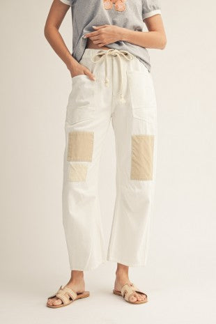 Patch Detail Washed Barrel Pants