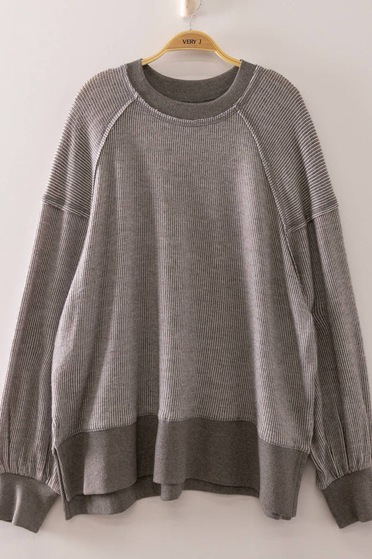 Vintage Thermal Sweater: GRAY
