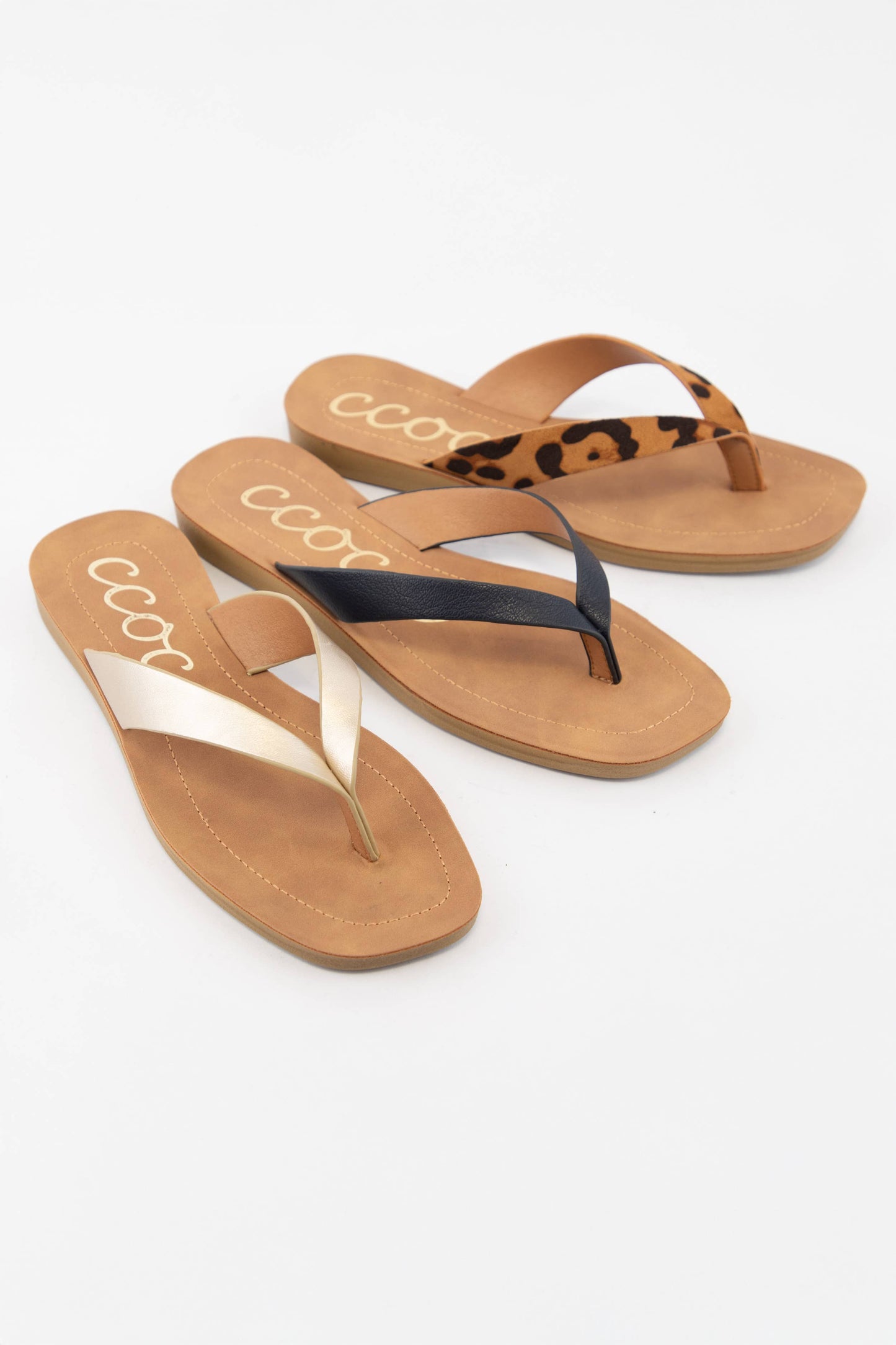 SIA MINIMAL STRAP DESIGN FLIP FLOP THONG SANDALS: CHAMPAGNE