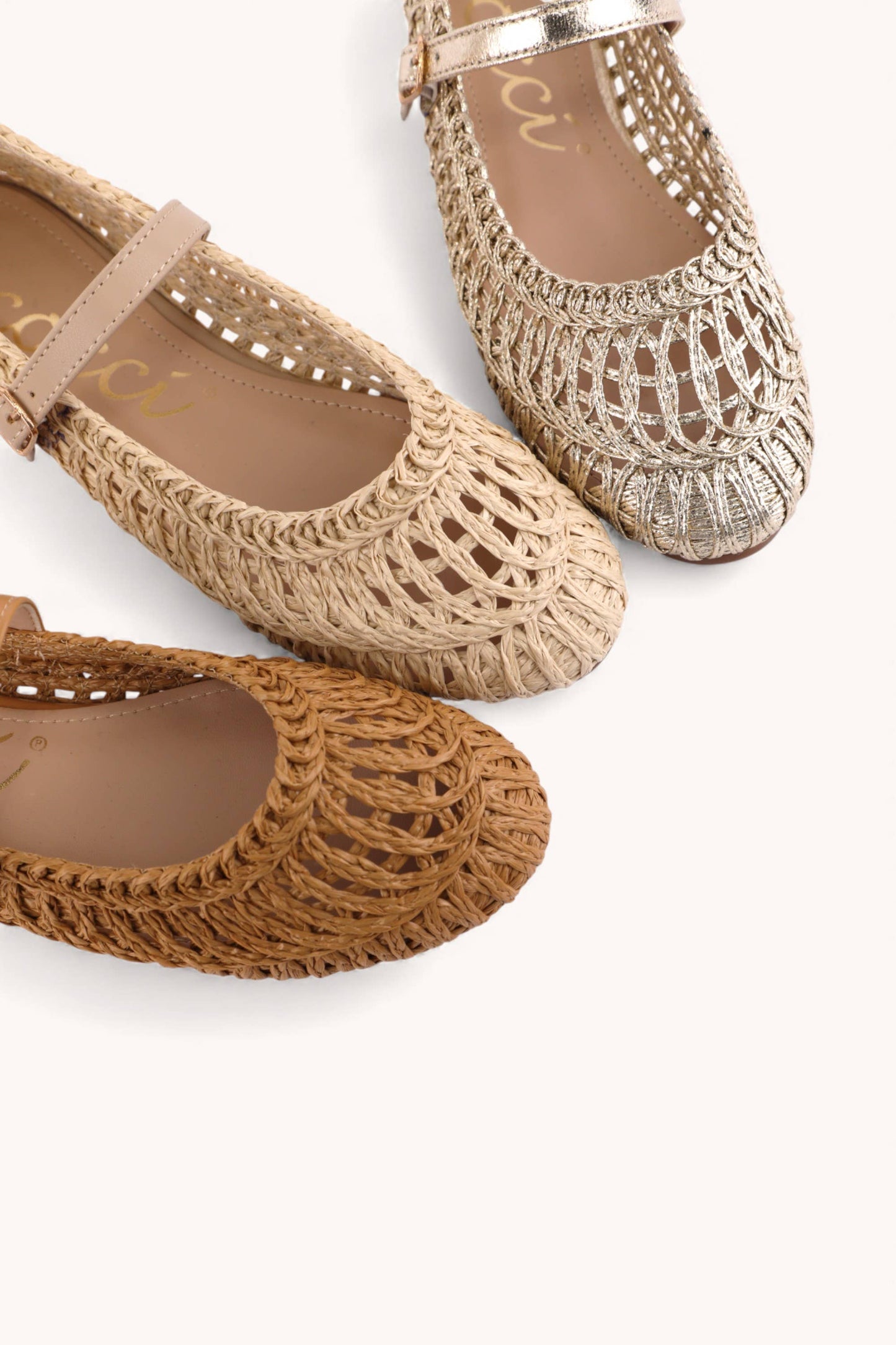 SUSAN WOVEN DESIGNED MARY JANE FLAT: NATURAL