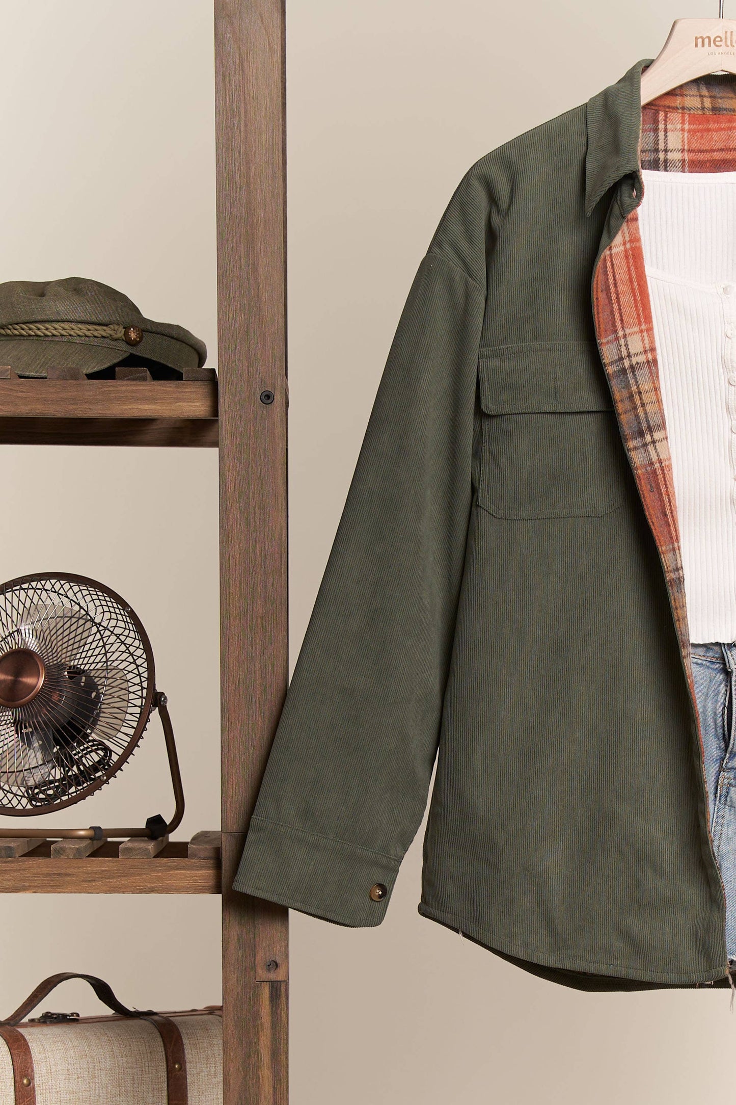 Reversible Corduroy and Plaid Button Down Shirt