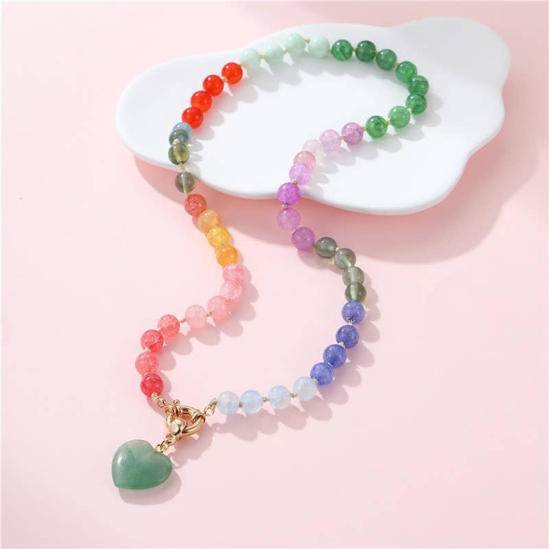 Natural Stone Semi-Precious Glass Mixed Necklace: Turq